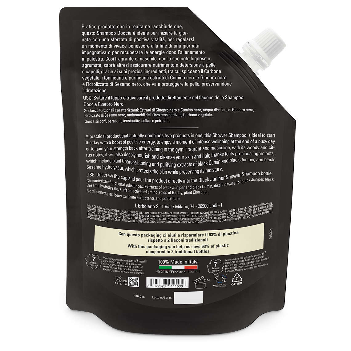 L'erbolario Ecoricarica Shampoo Doccia Energizzante Ginepro Nero Grande vendita
