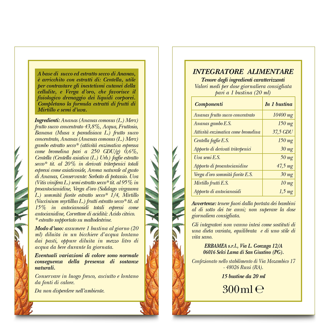 L'erbolario Fluido Ananas Cell in Bustine Monodose Spedizione Gratuita