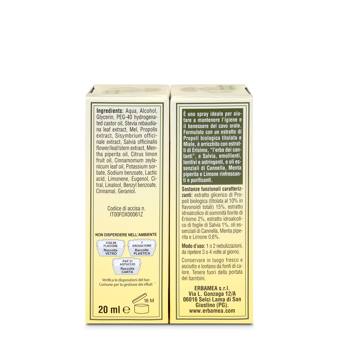 L'erbolario Spray gola Propoli ed Erisimo Propoli Titolata Fornitura limitata