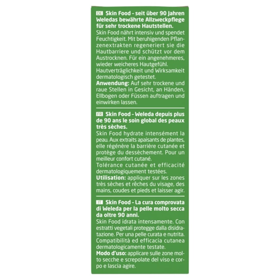 Weleda Intensive care Trattamento intensivo ricco per pelli molto secche e ruvide Skin Food Soddisfazione Garantita