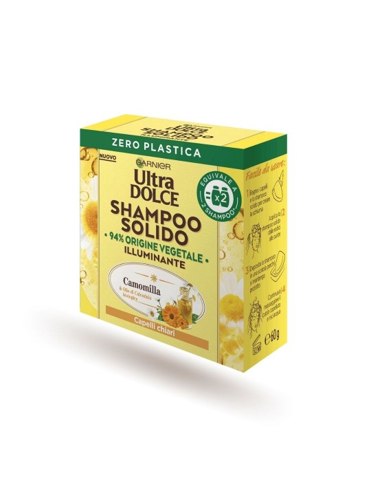 Garnier Ultra Dolce Shampoo Solido Illuminante Camomilla e Olio di Calendula